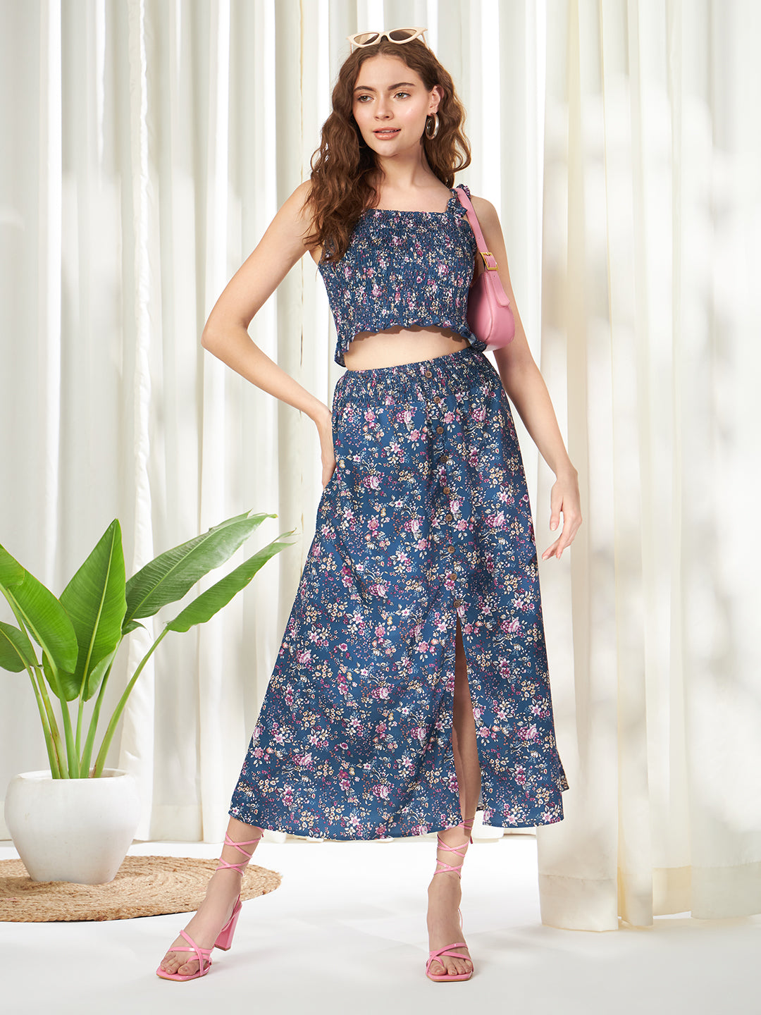 Floral Print Cami Top & Skirt Set