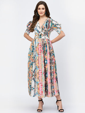 Belavine's Multicolor Digital Print Maxi Dress
