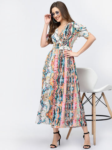 Belavine's Multicolor Digital Print Maxi Dress