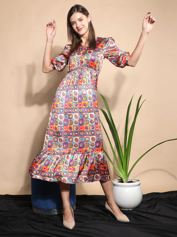 Belavine Printed Multicolor Indo Western Dress