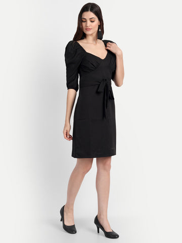 Belavine Solid Black Regular Dress