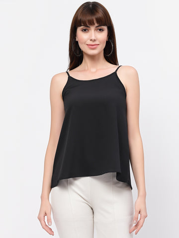 Belavine Black Solid Regular Cami Top