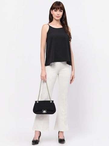 Belavine Black Solid Regular Cami Top