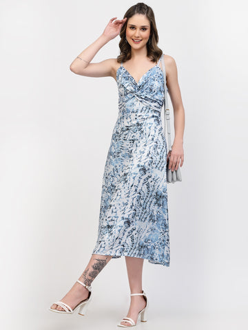 Belavine Satin Back Knot Midi Dress