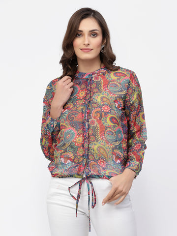 Belavine's Multicolored Printed Shirt Pattern Top