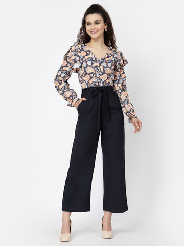 Belavine All Over Printed Full Sleeves Straight Pant Jumpsuit